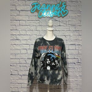 Pink Floyd Unisex Gray Tie Dye Pull Over Sweatshirt Dark Side Of The Moon Small